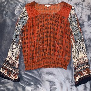 Boho Patterened Top Slightly Cropped